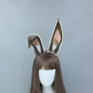 Easter Christmas Halloween Birthday Gift Bunny Ears Headband, Handmade Role Play Prop Plush Hair Accessory, Nightclub Party Costume