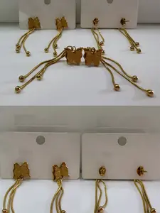 Gold Butterfly Tassel Drop Earrings Set