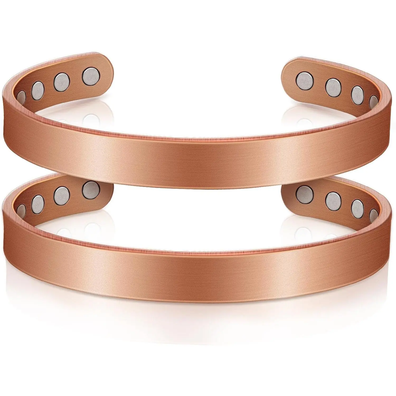 Unisex Adjustable Pure Copper Bangle Bracelet 2-Piece Gift Set - 3500 Gauss Magnet Cuffs, 0.35 in Flat Surface, Elegant, Relieves Hand Fatigue, Promotes Blood Circulation, for Chronic Joint Problems, Gift Box Included