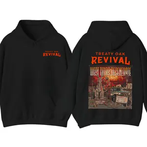 Treaty Oak Revival Hoodie, Vintage Country Rock Band Hoodies, Western Music Graphic Pullover, Southern Concert Style Hoodie, Retro Casual Streetwear Apparel