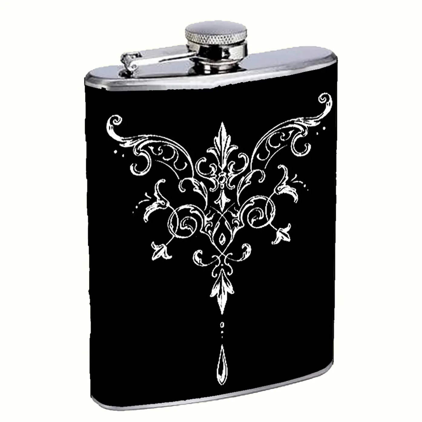 Stencil Art Design 8oz Stainless Steel Flask