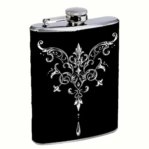 Stencil Art Design 8oz Stainless Steel Flask