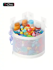 Baby Bath Toy Organizer, Quick Drying and Mould Proof, Corner Hang-Suspension Holder, Large Capacity Multi Use Shower Caddy, Capacity Upgrade Bath Toy Storage and Holder, Bathtub Toy Holder for Easy Access and Sorting of Toys, Corner Hanging Organizer