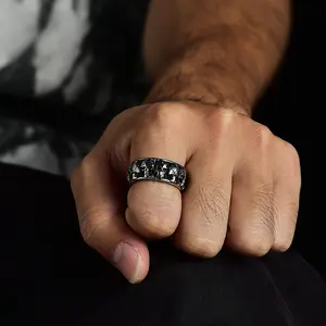 FaithHeart See No Evil, Hear No Evil, Speak No Evil Skulls Ring Stainless Steel