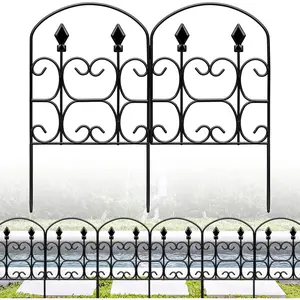 24.5in(H) x 10.8ft(L) Decorative Garden Fence  Barrier, 5 Pack Heavy Duty Metal No Dig Fence, Arched Flower Bed Edging Ornamental Wire Border Fencing Panel for  Yard Patio Outdoor Decor