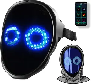 Smart LED Face Mask with Gesture Control – Bluetooth Rechargeable for Halloween Parties Accessories