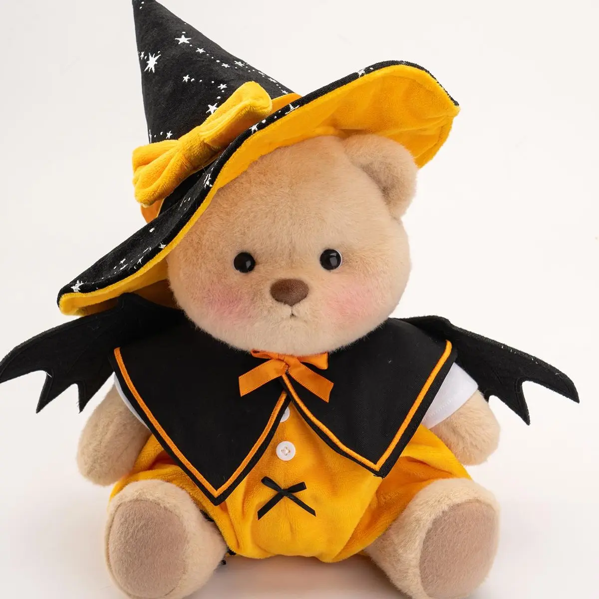 GETAHUG Handmade Jointed Teddy Bear - Halloween Bat Cape, Polyester Cute Stuffies, Hand Wash Soft Cuddly Toy, 9" Sitting Height Kids Gift