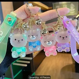 Cute Glass Bear Keychains - 1 piece - Random Color
