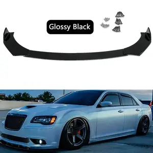 Glossy Black For Chrysler 300 Front Bumper Lip Splitter Spoiler Diffuser Kit