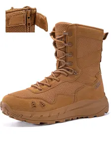 Men's All-Season Tactical Boots, Closed, Rubber Sole, Deep Grip, Breathable Mesh, Durable, Suitable for Desert, Jungle, Mountain, Four Colors, Shock Absorption, Ankle Lock System