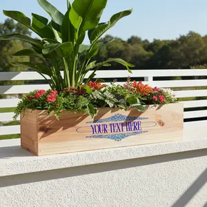 Custom Engraving Personalized Window Flower Box – Wood Planter Pot for Gift