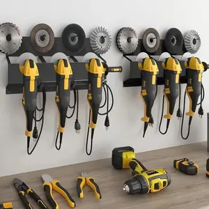 Angle Grinder Holder, 1 Count 3 Bay Tool Storage Rack, Wall Mount Bracket for Angle Grinders, Cutters & Polishers, Home Organizer for Garage & Workspace, Construction Tool Organizer