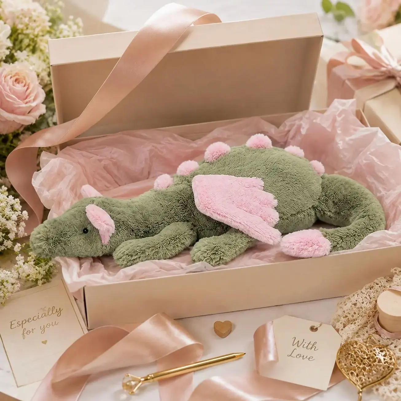 Matcha Green Dragon Stuffed Animal Plush Toy, Soft Cute Plush Dragon Toy, Mythical Plush Toy, Jellycat Green Dragon Soft Plush Toy