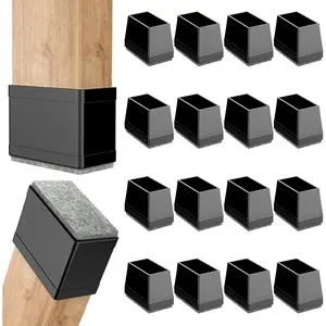 Rectangle Chair Leg Protectors for Floors,16 PCS Covers to Protect Wood Tile Floors Felt Pads Furniture Leg Caps Noise.Easy to Move.(Black,2 x 4 Inch,Rectangular)