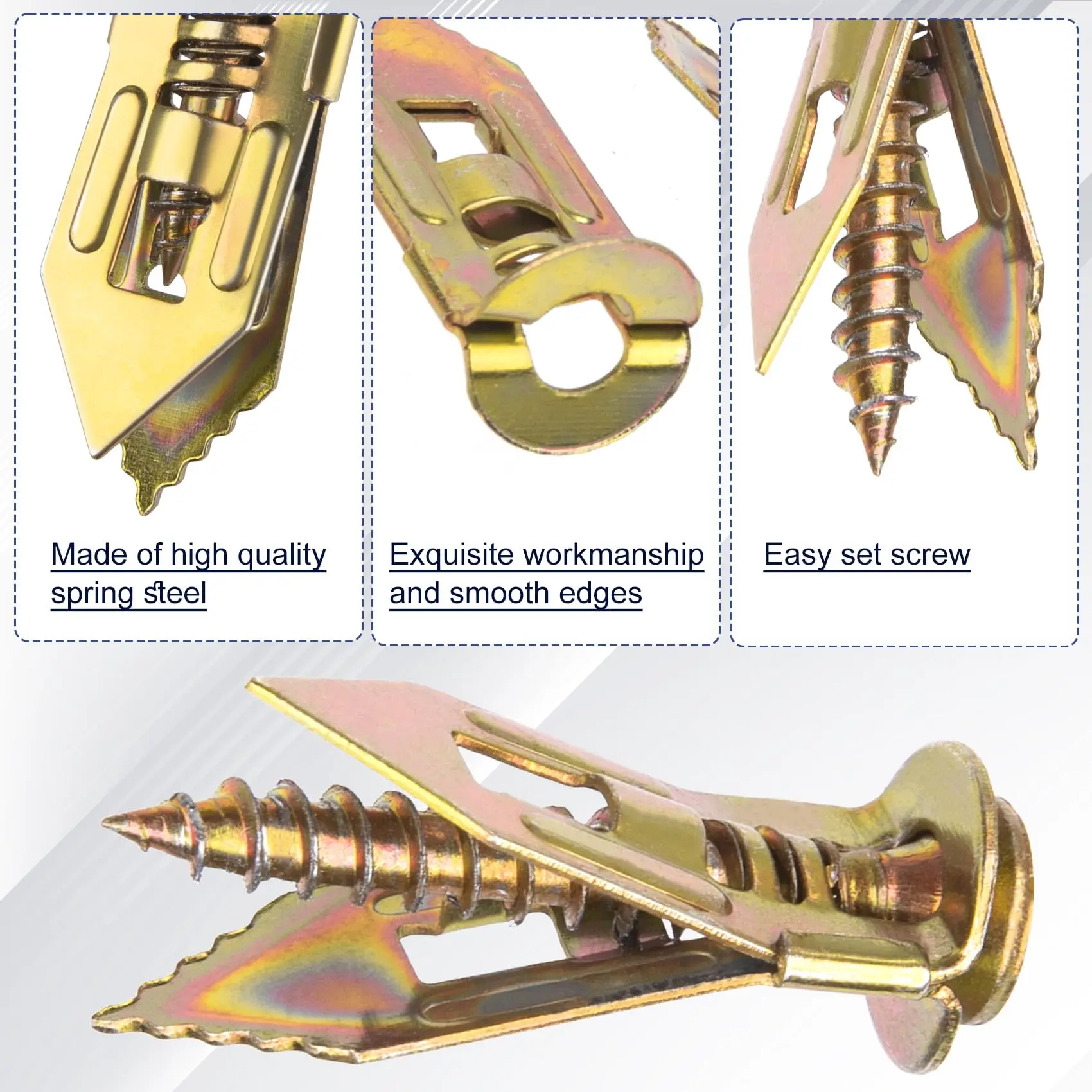 High Hardness Heat Treated Drywall Wall Anchors Self Tapping Expansion Screws Anti Bend Anti Break Rust Resistant Heavy Load Wall Fixing Hardware Accessories