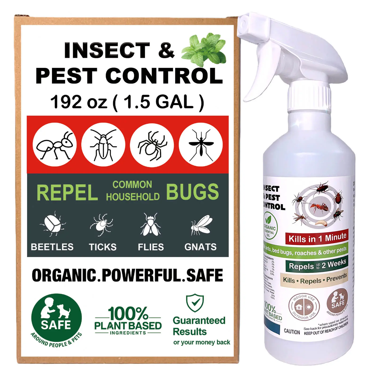 1.5 Gal. Organic Peppermint Oil Spray for Bugs – Natural Insect Repellent & Pest Control for Ants, Roaches, Spiders & More | Indoor & Outdoor for Home, Car, Bedroom & Yard | Pet-Safe Ant & Roach Spray
