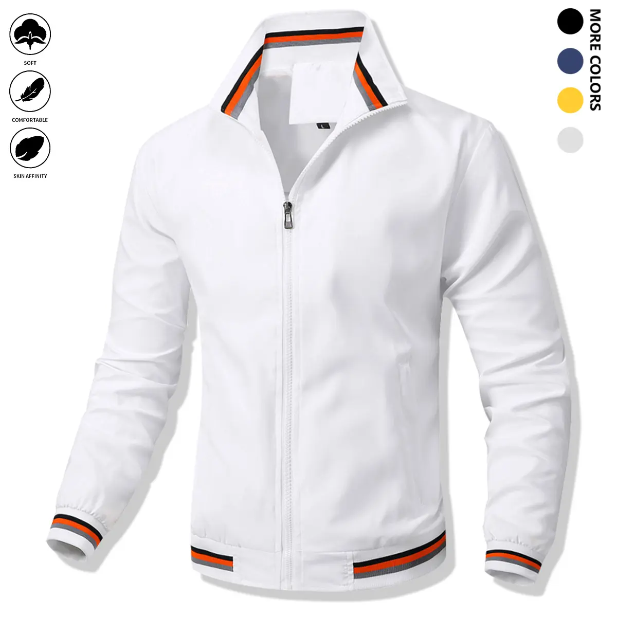 Men's 100% Polyester Long Sleeve Casual Pilot Jacket - Crew-Neck, Non-Stretch Woven, Zippered - Menswear Casual Outerwears Tops Coats