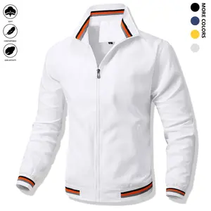 Men's casual pilot jacket, stylish fully-matched fashion zipper crew-neck polyester 100% long-sleeved non-stretch woven coat
