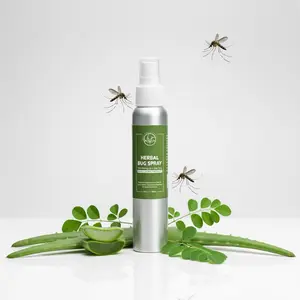 Herbal Bug Spray NON-DEET with Moringa Aloe Vera & Lemon Oil Natural Body Mist for Family Use DEET-Free Alcohol-Free Hydrating Refreshing Formula Mosquito Spray