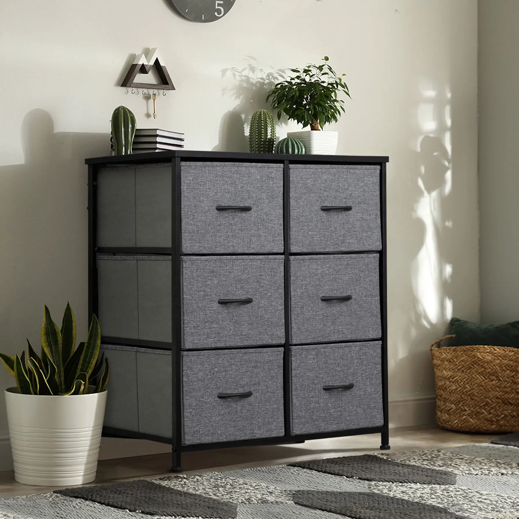 Segawe 6-Drawer Lightweight Home Dresser Storage Tower - Metal Frame, Removable Drawers, Space-Saving Wooden Cabinet, Easy Setup for Bedroom Organization, Space Saving Cabinet
