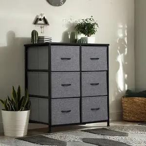 Segawe 6/8 Drawers Home Dresser Storage Tower Metal Frame with 6 Drawers, Gray