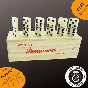 Classic Dominoes Game Set for Adults, Wooden Box Packaging, Suitable for 2-4 Players, Perfect for Family Gatherings & Social Events, Family Fun Game