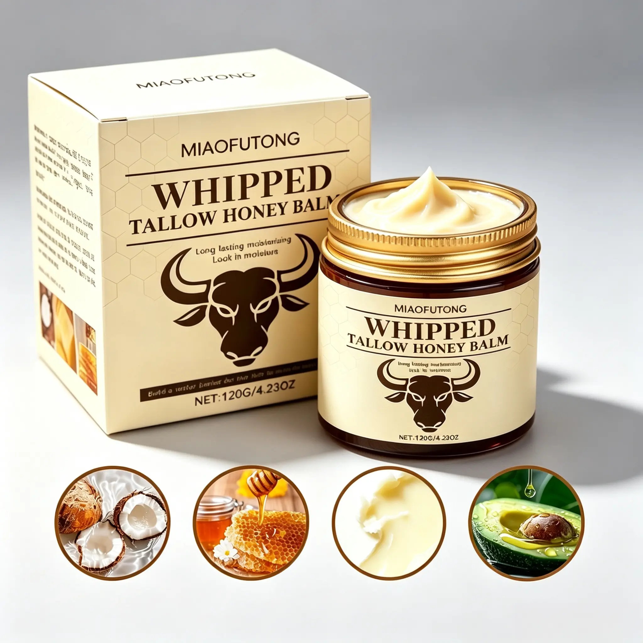 Grass-Fed Whipped Tallow & Honey Balm, 2-in-1 Lip & Body Moisturizer, Deeply Nourishing Hydrating Cream for Dry, Chapped, Sensitive Skin, Natural Skincare for All-Day Softness buy this off tiktok shop