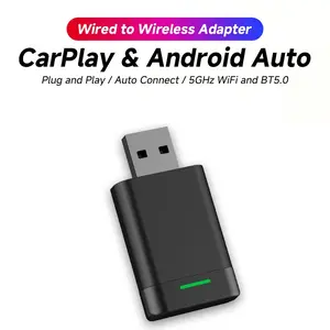 2026 Upgraded 2 in 1 Wireless CarPlay & Android Auto Adapter,Fast Auto-Connect Wired to Wireless, WiFi 5.8GHz Plug & Play, Stable Control & No Delay, Compatible with iPhone iOS 10+ and Android 11+