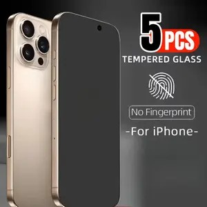 Full Cover Matte Screen Protector, 5 Counts Tempered Glass Screen Protector, Phone Accessories for iPhone 11 12 13 14 15 Pro Max Mini Plus, Cases