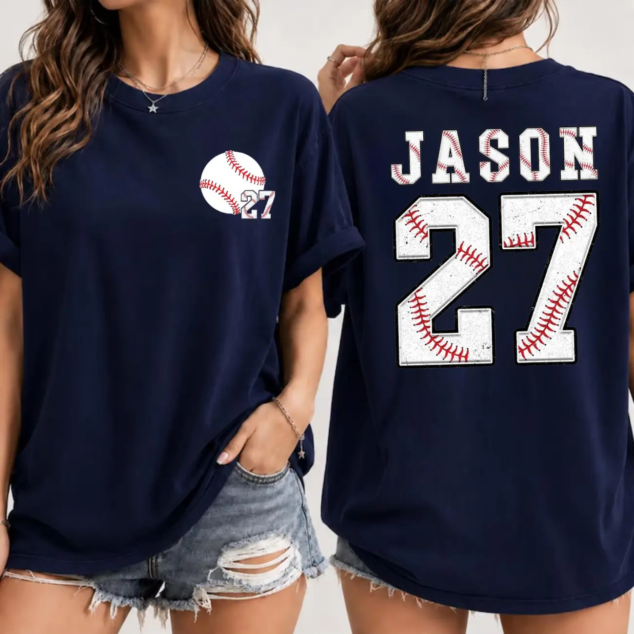 [Note in order] Custom Baseball Name and Number T-Shirt, Double Sided Shirt, Baseball Shirt, Baseball Team Shirt, Personalized Baseball Shirt, Game Day Tee