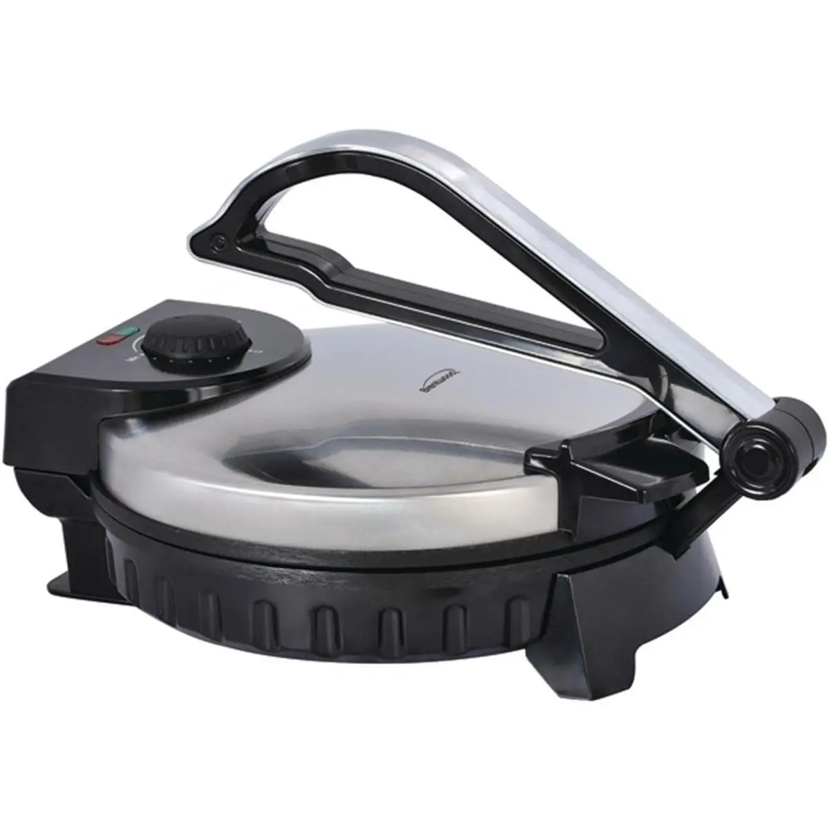 212 MAIN 10 in. Tortilla Maker, Portable Brushed Stainless Steel Camp Cooker with a Nonstick Surface, LED Lights, and Cool-Touch Handle, Outdoor Camping