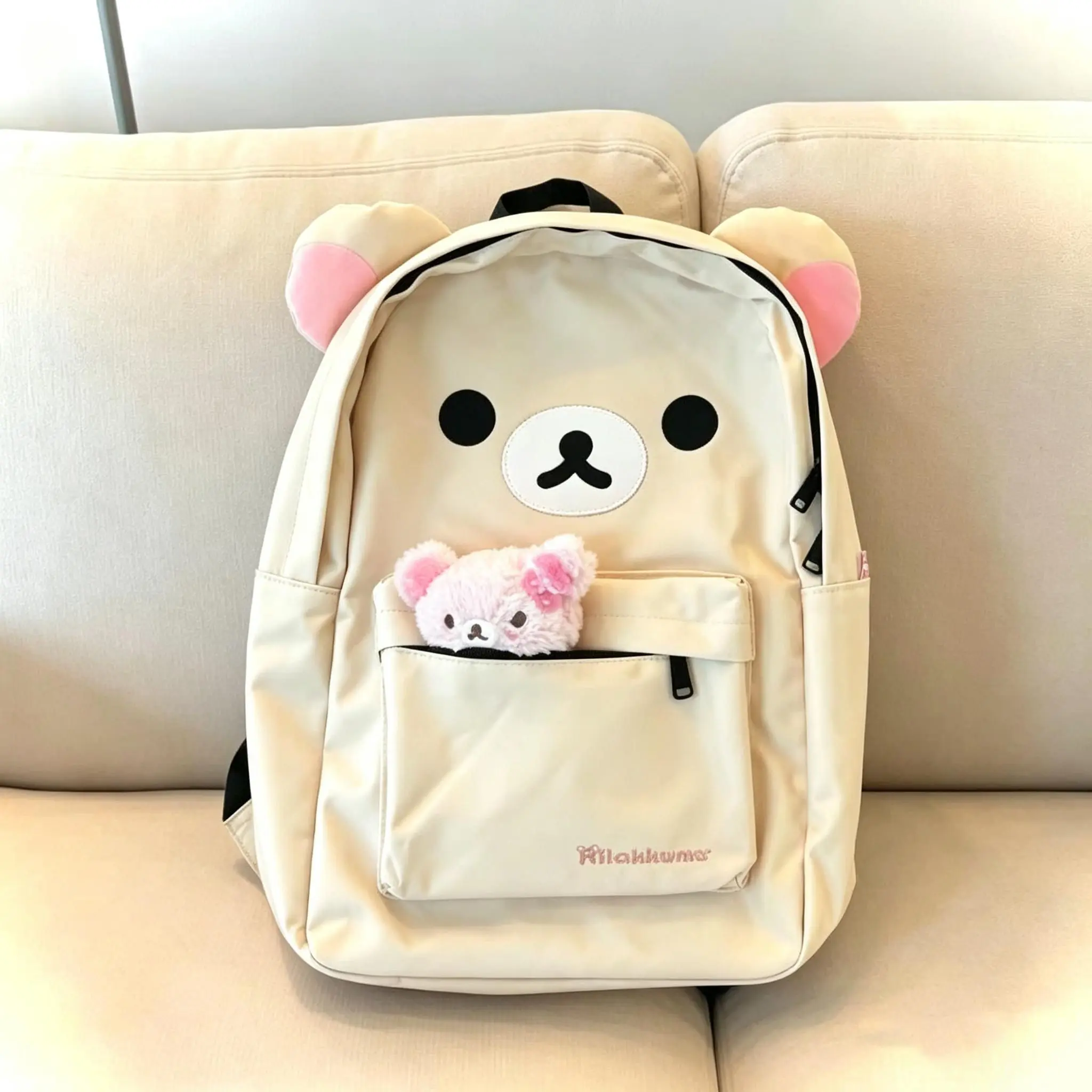 Rilakkuma Backpack Cute Bear School Bag Lightweight Casual Daypack with Multiple Pockets for Travel