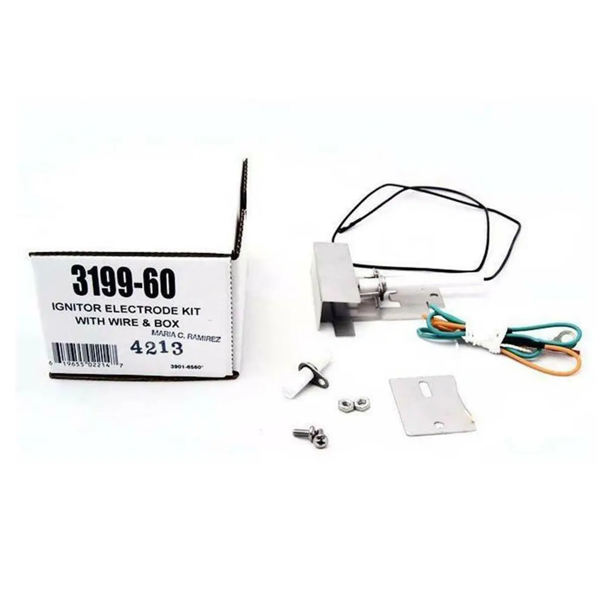 Firemagic 3199-60 Igniter Electrode Kit - OEM Part, Kitchen Fire Starter with Stainless Steel Wiring Collector Box, Push Button, 26" Wire, Dual Electrodes, Bbq Replacement