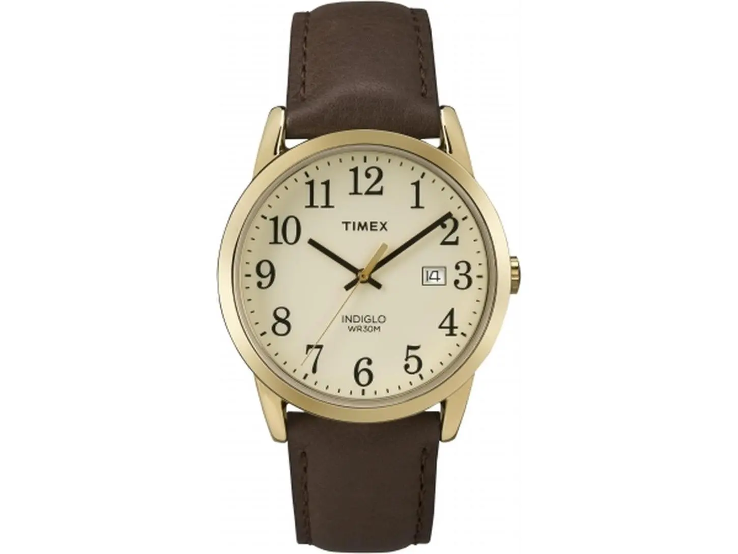Timex TW2P75800 Men's City Collection Analog Display Quartz Brown Wrist Watch - Arabic Numeral, Water Resistant, Cream Dial, Indiglo Nightlight, Non-Mechanical, Shiny Gold Wrist Watches, Non-Mechanical Wrist Watches