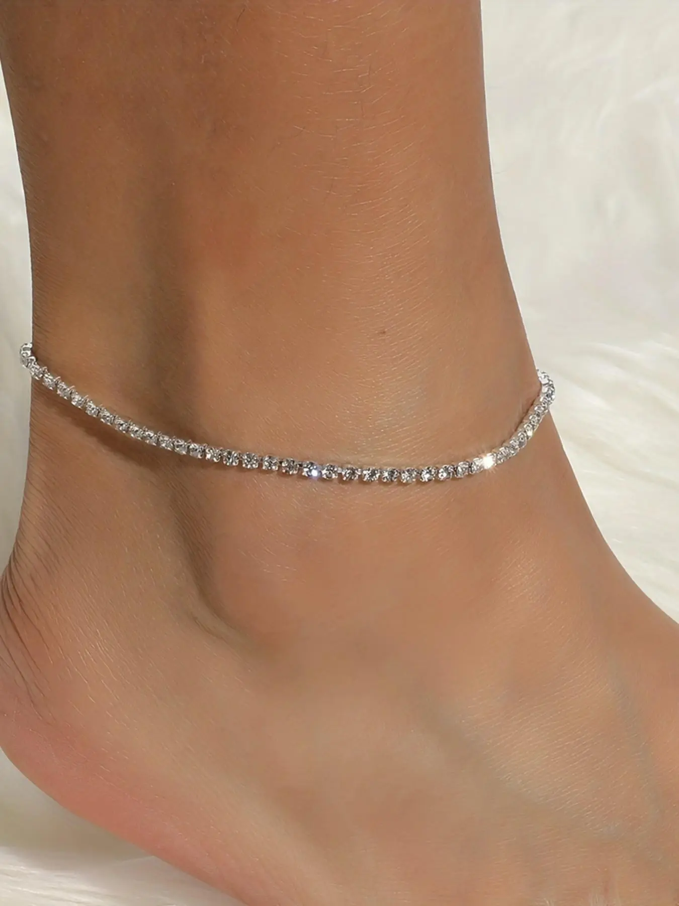 Tennis Ankle Bracelet for Women, Foot Bracelet, Waterproof Layered Rhinestone Anklet, Fashion Jewelry Gift, Decoration Anklet, Anti-Oxidation Stainless Steel