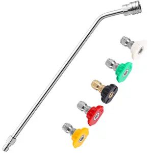 Washer Wand  45 Degree Curved High Power Extension With 5 Spray Nozzles 1/4 Inch Quick Connect Undercarriage And Gutter Cleaner Attachment 15