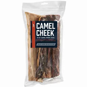 10-12” Camel Collagen Cheek Strips (1 Pound) Air- Dried Dog Chew Treats - High Protein Healthy Snack