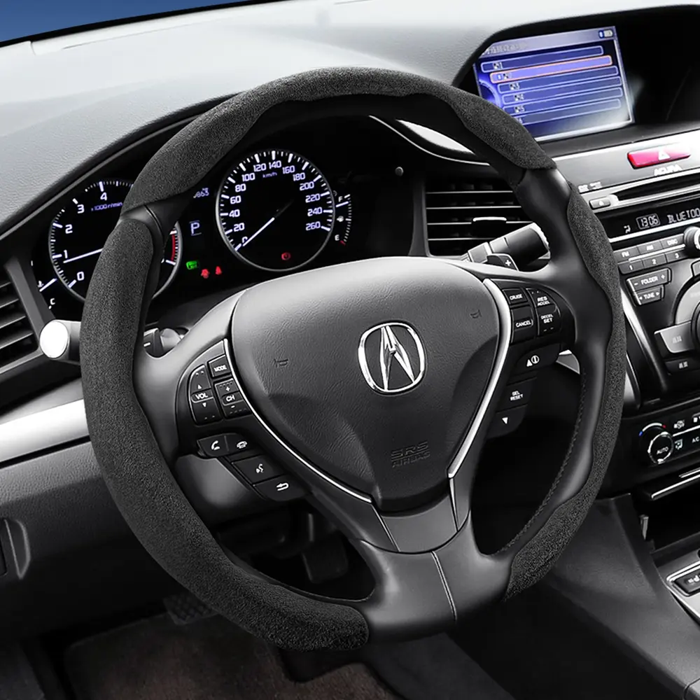 For Acura Alcantara Suede Steering Wheel Cover New Sporty Design Segmented Non-slip Quick install Ultra-thin Suitable For MDX/RDX/Integra/ZDX/ADX/TLX Black Brown Mocha brown Orange Red Green Car Accessories