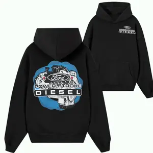 Ford Power Stroke Diesel Hoodie, Vintage Engine Graphic Sweatshirt for Truck Lovers, Heavy Duty Truck Driver Apparel for Him, Cool Retro Graphic Hoodie for Auto Shows and Casual Wear