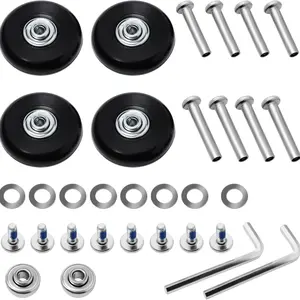 4Pcs Luggage Replacement Wheels, Double Travel Luggage Caster Wheels, Rubber Swivel Wheels with Bearing Repair Kit