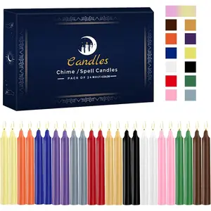 24 Pack Assorted Color Spell Chime Candles - Premium Mini Unscented Taper Candles for Rituals, Prayer, Birthdays, Meditation, Altar, Spells, Chime Candles - 4 Inch Tall - Ideal for Witches