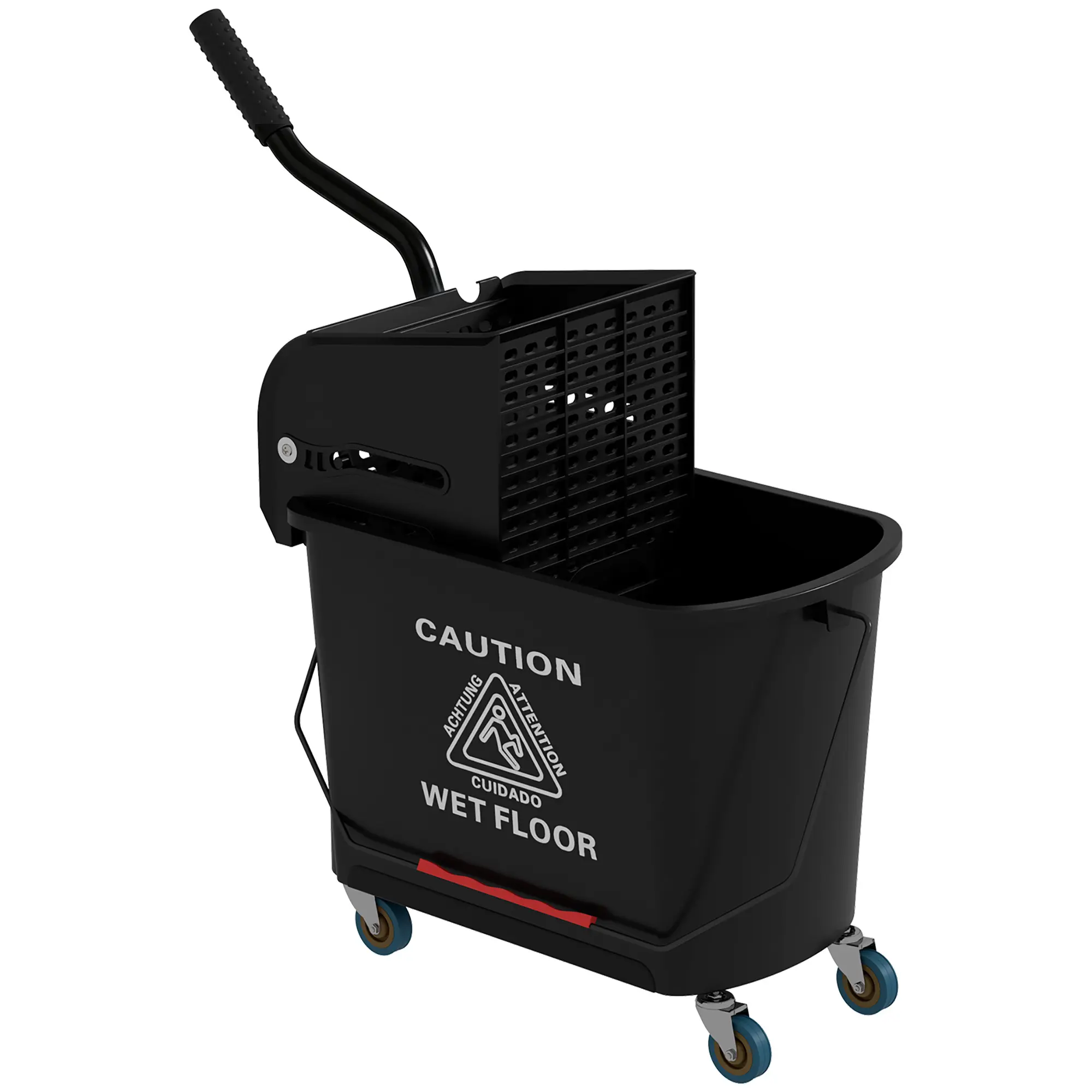 21 Qt Compact Plastic Mop Bucket with Wringer - Wheeled Floor Cleaning Bucket, Clean & Dirty Water Separation, Side Press Wringer System, Non-Marking Rolling Casters, Heavy-Duty for Home Floor Cleaning Household