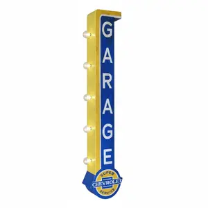 40" Double-Sided LED Sign - Distressed Vintage Wall Decor, Bright, Battery-Powered, Super Service Logo, Indoor Man Cave Bar Garage Light