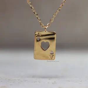 18k Gold Plated Ace of Hearts Pendant Necklace jewelry women