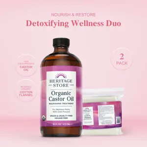 TikTok Viral Detoxifying Wellness Duo - Flannel Applicator + Organic Castor Oil (16oz)