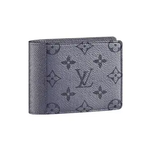 Louis Vuitton Classic Monogram Canvas and Taiga Leather Wallet for Men in Grey-Black