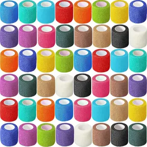 48 Pack Self Adhesive Wrap Bandage Bulk, 2 Inches x 5 Yards Self Adherent Cohesive Bandage Elastic Athletic Tape Breathable Wound Tape for Athletic Sports Wrist Ankle Finger Pets(Multicolored)