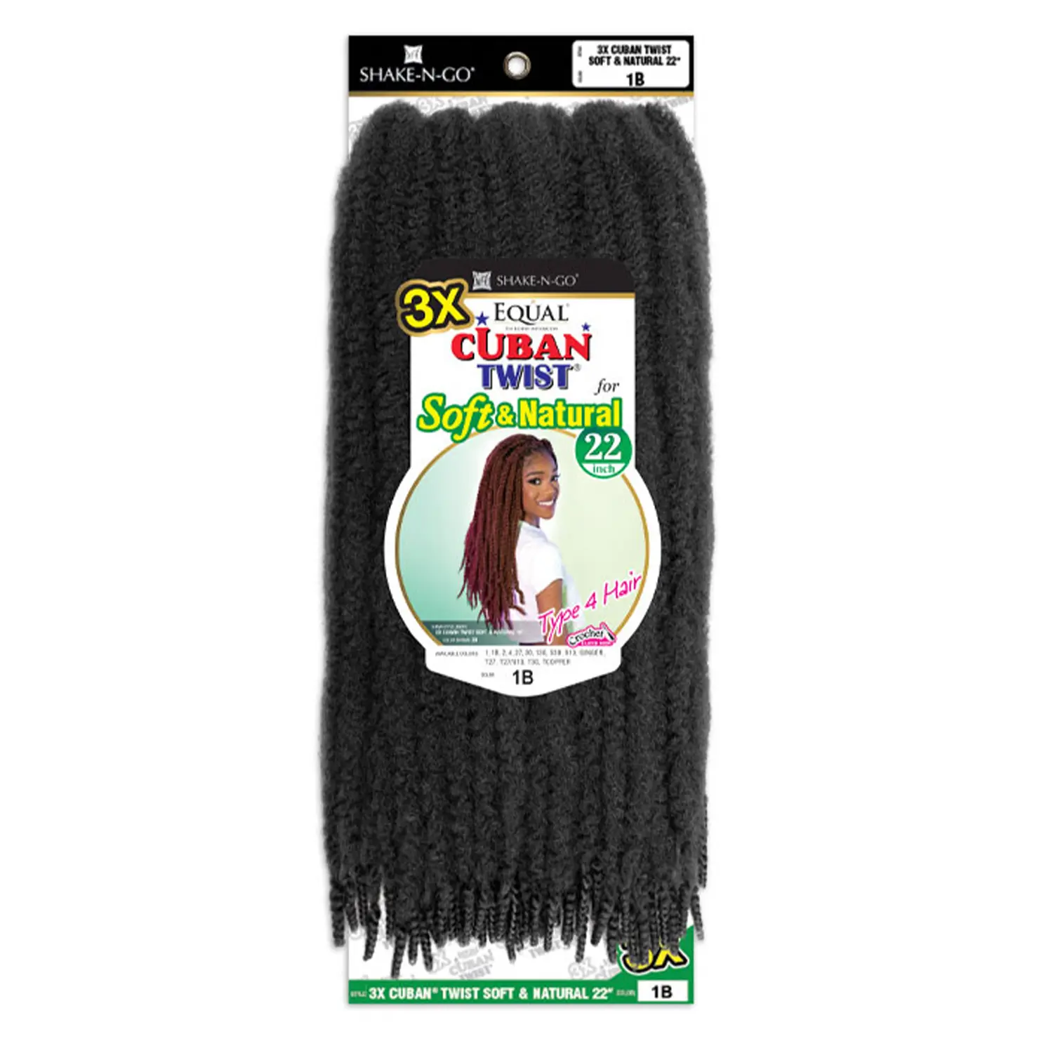 FreeTress Equal 3X Cuban Twist Curly Braided Hair, 22" Soft N Natural Pre-Stretched Synthetic Extensions for Crochet Hairstyles, Braided Design