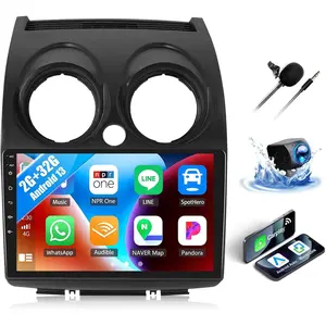 RIMOODY Android Car Stereo for Nissan Rogue 2007-2015, 9-Inch Touchscreen 2G+64G with Round Hazard Button, Wireless CarPlay, Android Auto, Mirror Link, Bluetooth, GPS Navigation, WiFi, FM Radio, Backup Camera, MIC