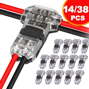 Low Voltage Wire Connector T-Type Splitter, 2-Pin Wire Joiner for LED Strips, No Solder No Peel, Solderless Connectors, 3-Way Connector for Cars 24-20 Awg, Durable reliable connectors